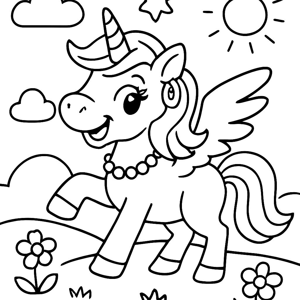 Licorne ailée avec des boucles d'oreilles et un collier Licorne ailée avec des boucles d'oreilles et un collier