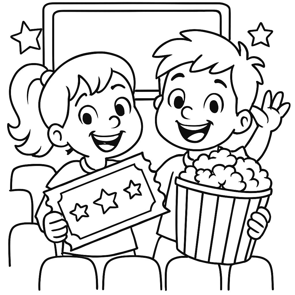 Movie Theatre Popcorn Coloring Pages