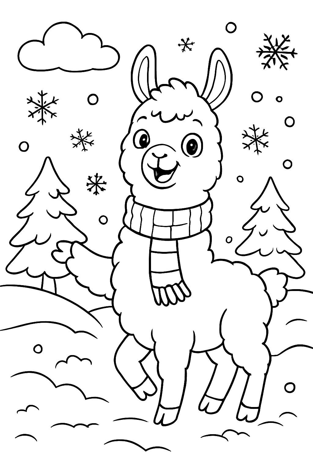 llama in winter