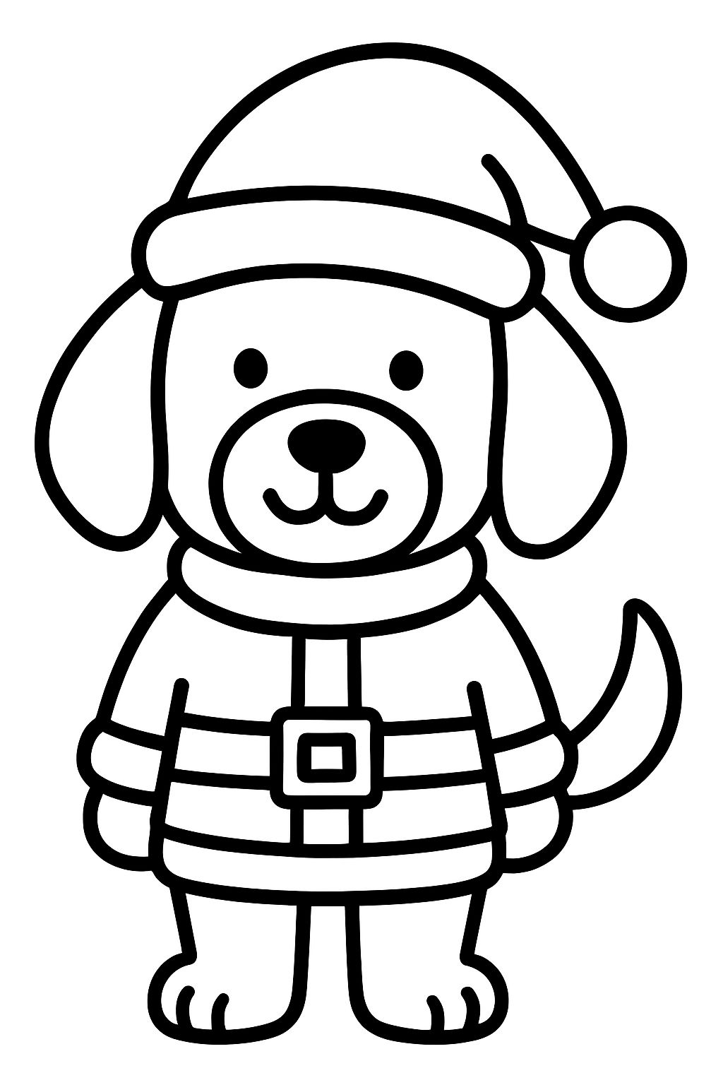 A dog dressed up as Santa