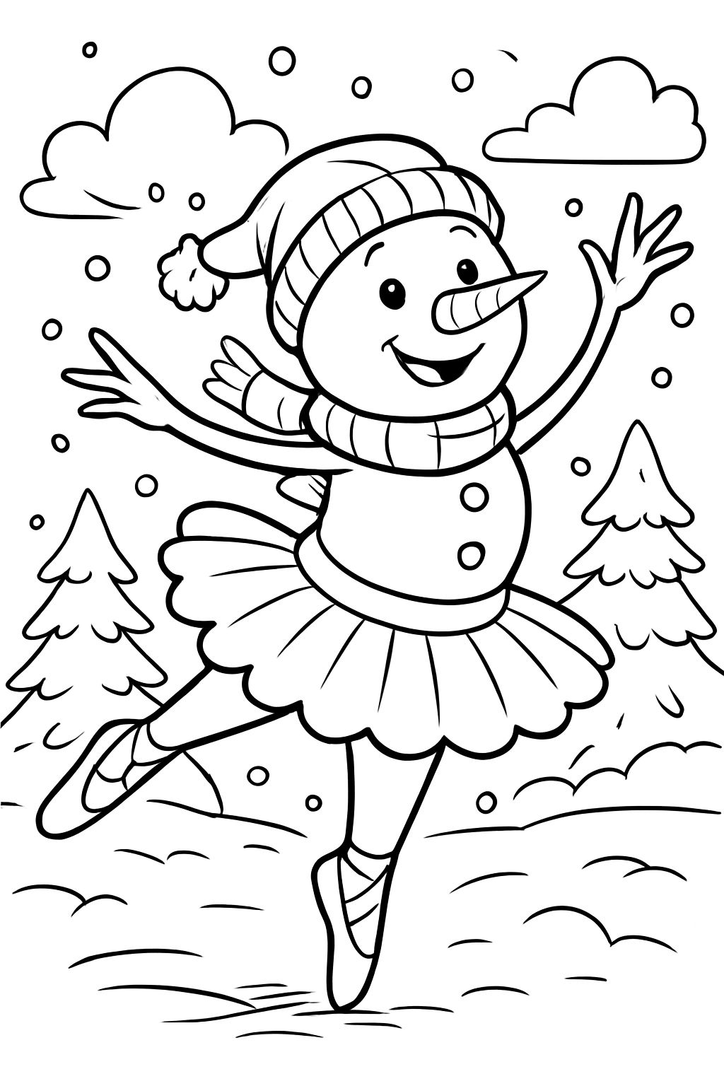 muñeco de nieve en un disfraz de bailarina