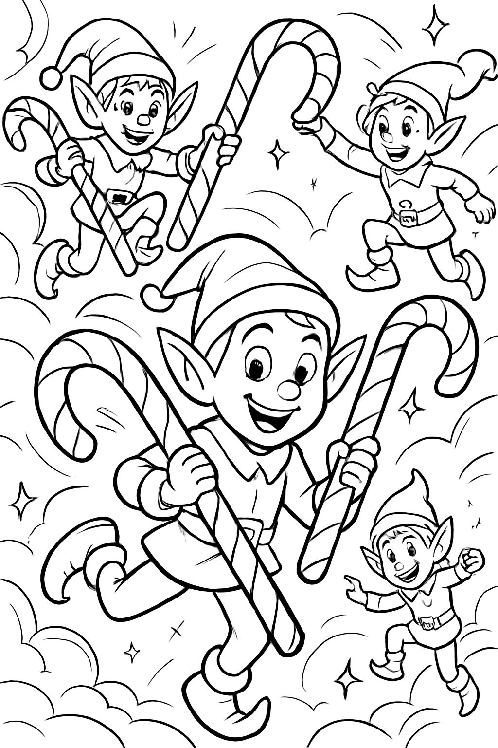 Elfen schwingen Stöcke