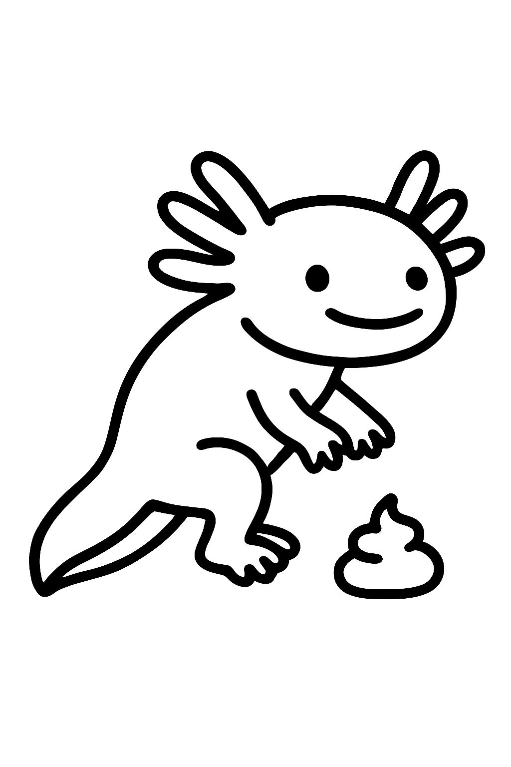 Axolotl en train de faire ses besoins