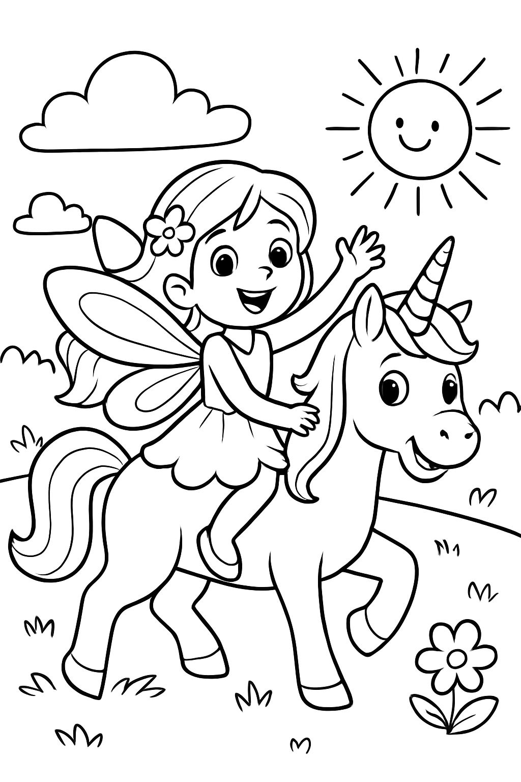 Fée sur une licorne