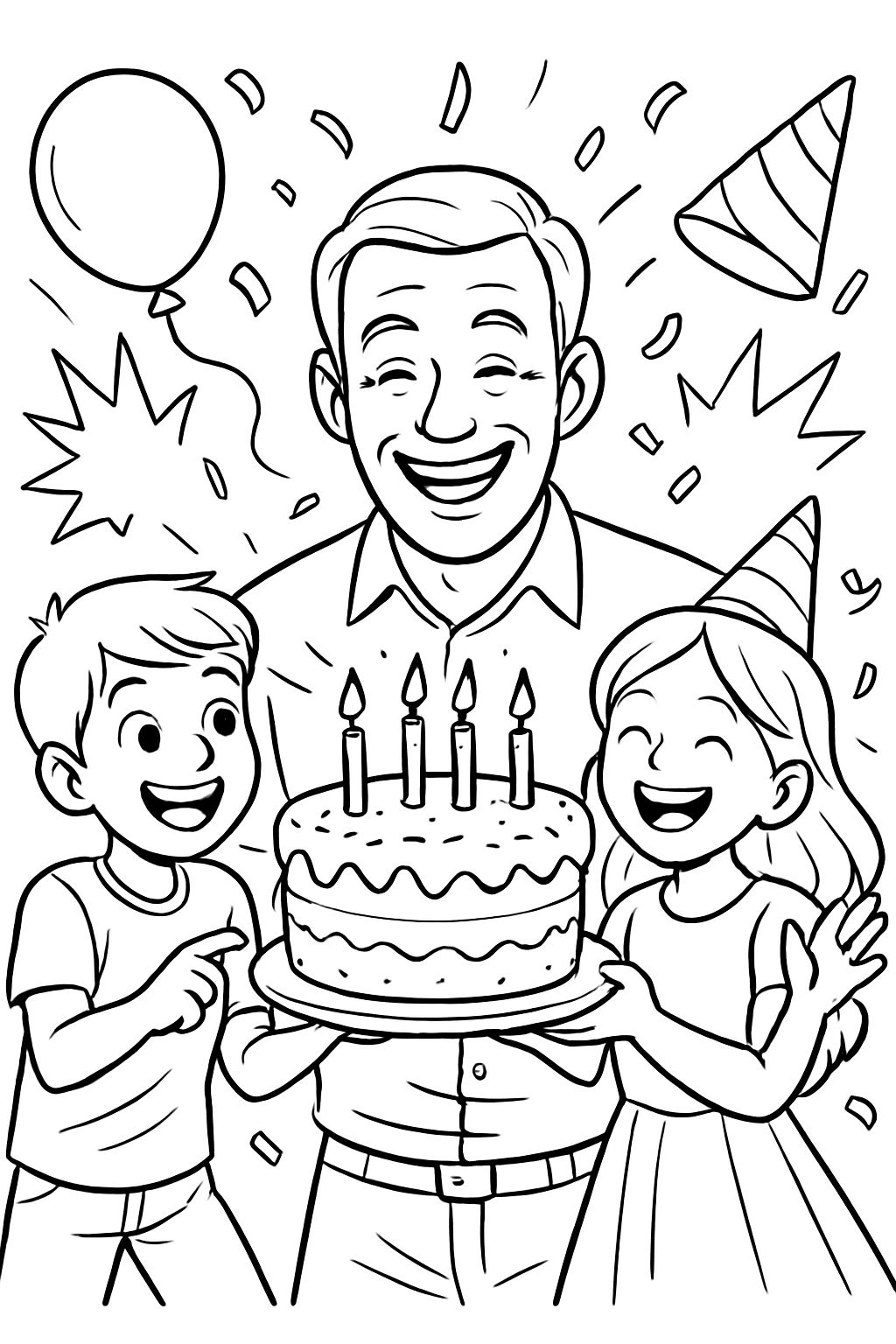 1 boy and 1 girl celebrating their dad's birthday