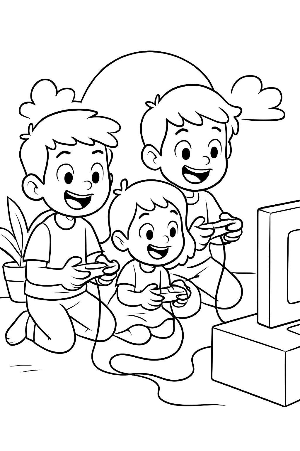 3 irmãos, 2 meninos mais velhos e 1 irmã mais nova jogando videogame. 3 irmãos, 2 meninos mais velhos e 1 irmã mais nova jogando videogame.