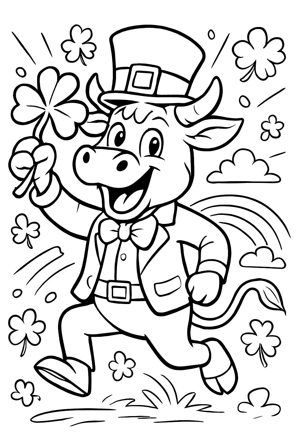 A cow in saint patrick's day stuff.