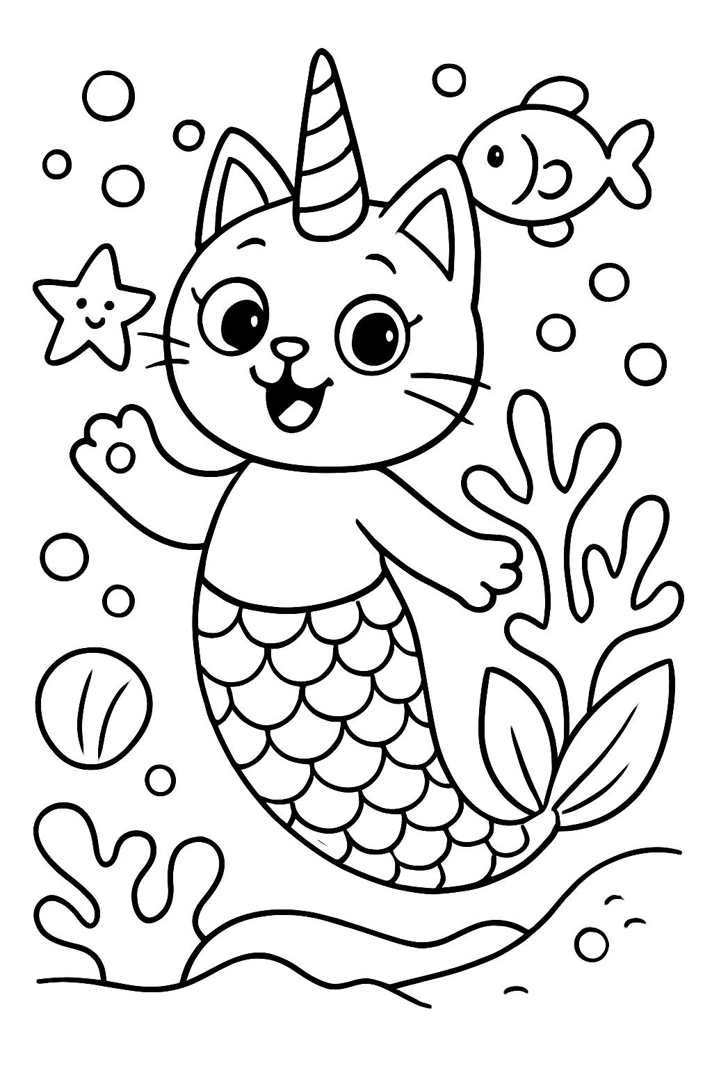 Unicórnio Sereia Gato