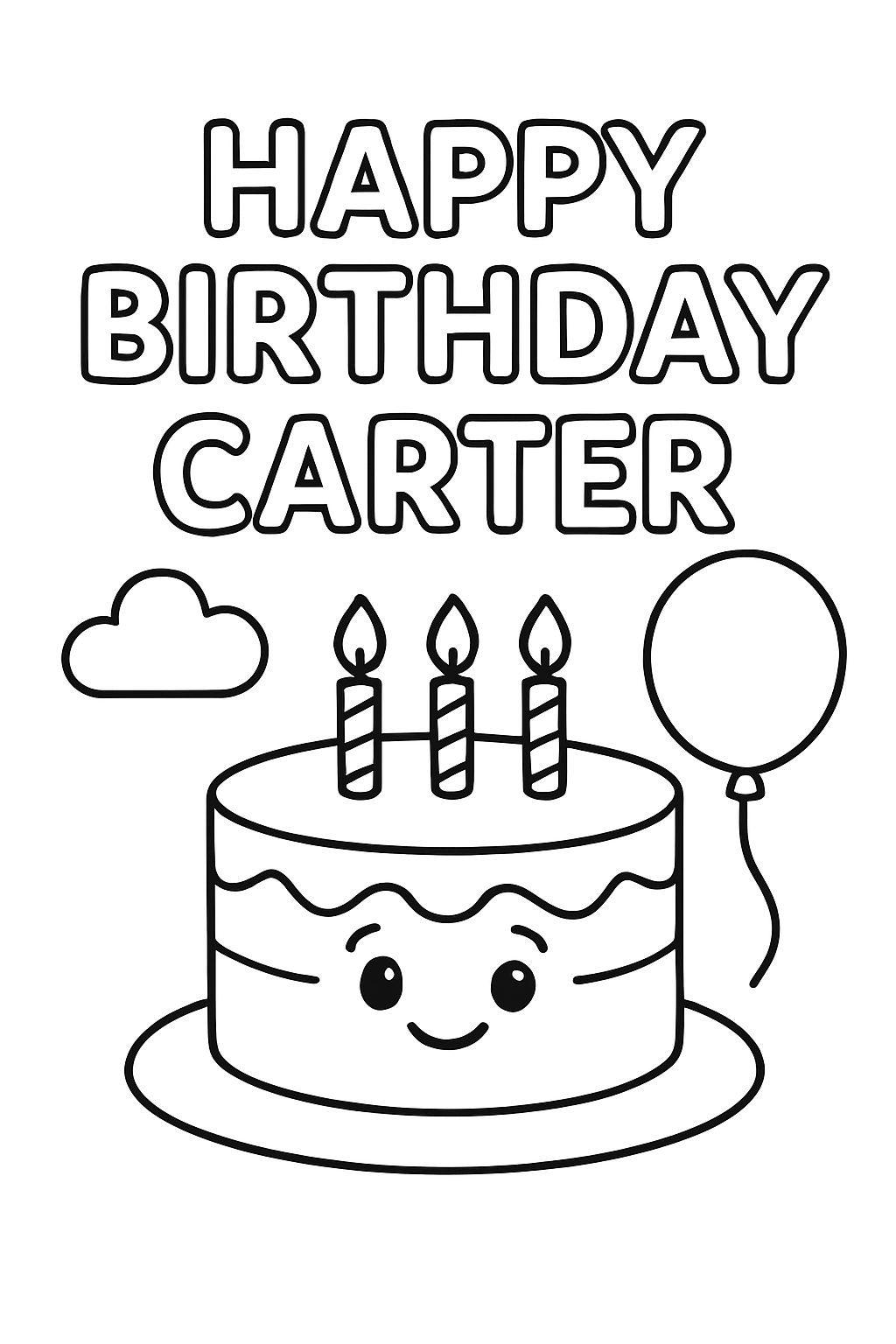 HAPPY BIRTHDAY CARTER WITH A BIRTHDAY CAKE WITH EYES