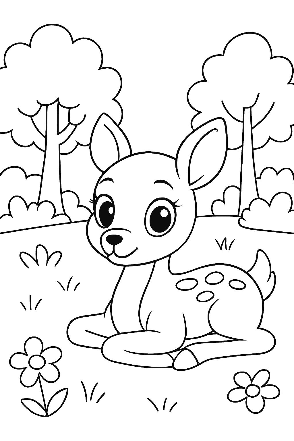 a deer lying down with sweet eyes