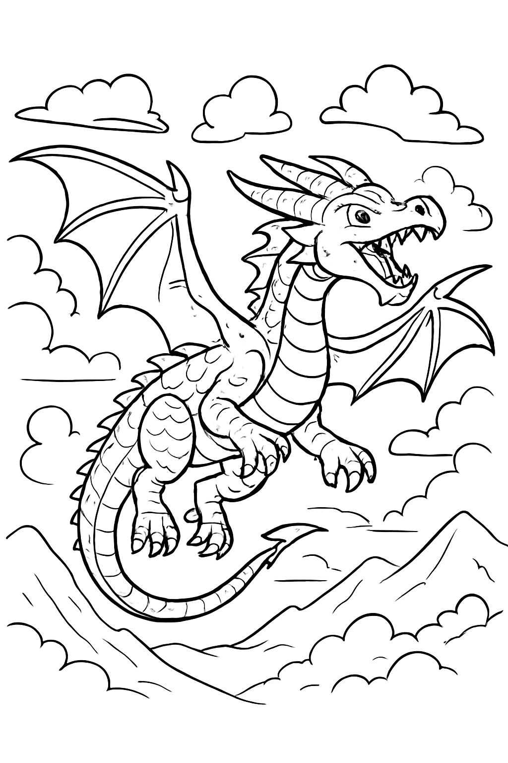 Un dragon vole dans les airs