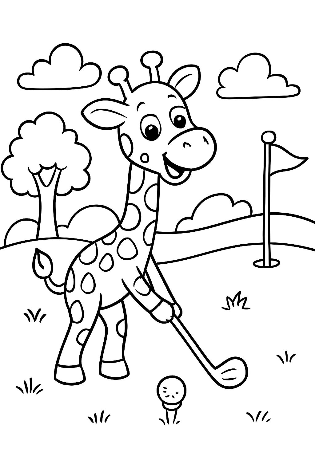 giraffe playing golf