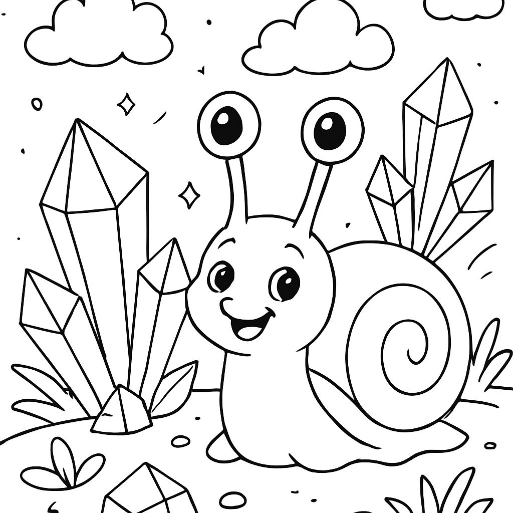 caracol bebê com olhos nos tentáculos e cristais caracol bebê com olhos nos tentáculos e cristais