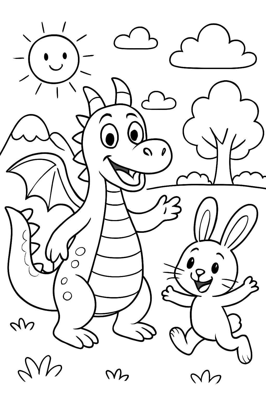 A dragon and a bunny in color