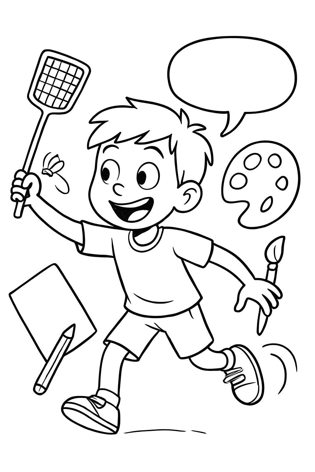 7 points: fly swatter, talk, colors, write