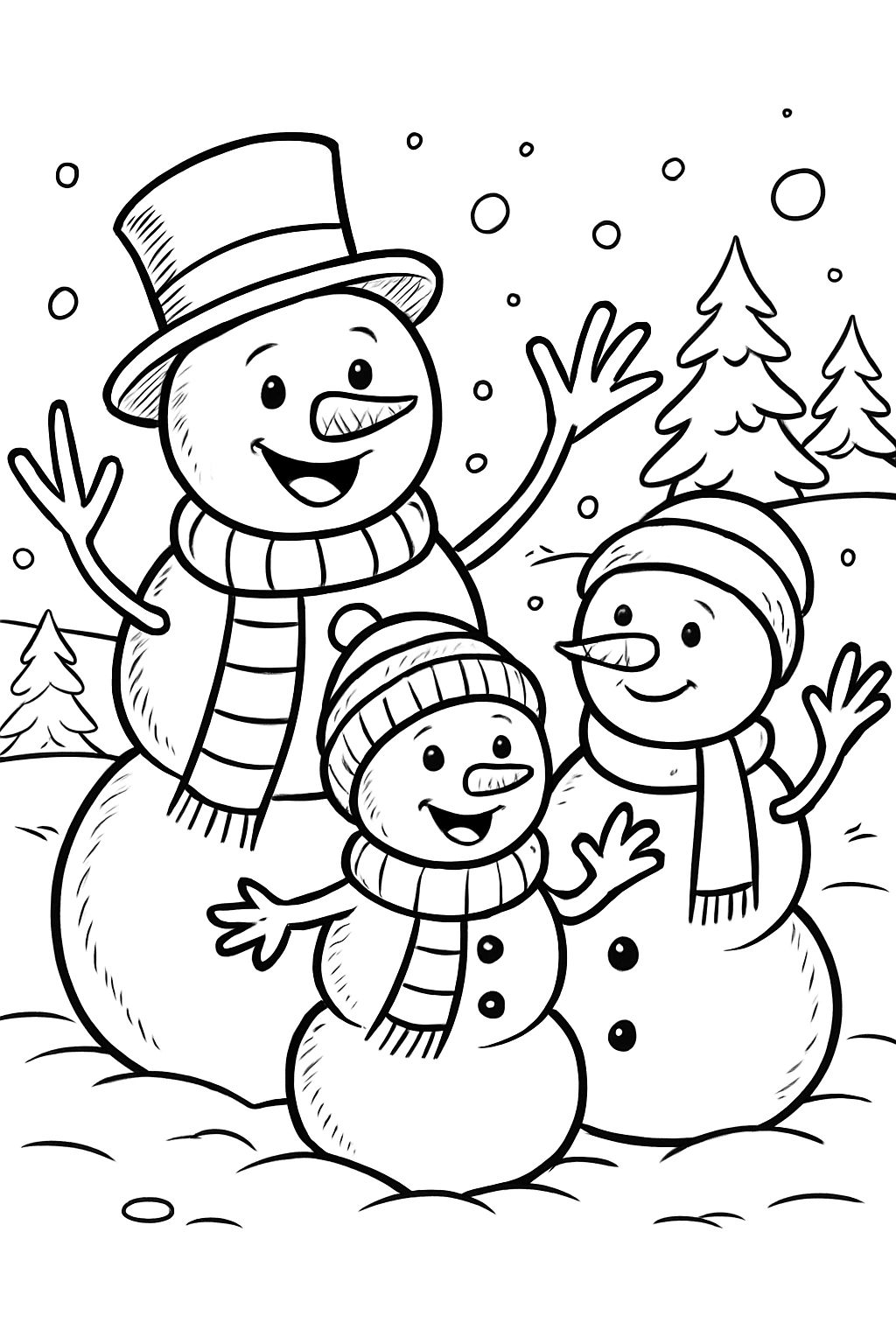 família de bonecos de neve