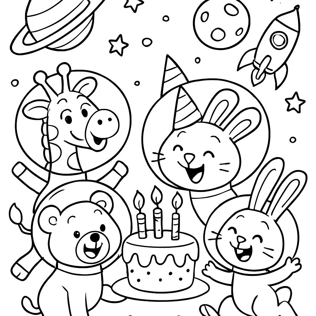 ¡Fiesta de cumpleaños animal en el espacio! ¡Fiesta de cumpleaños animal en el espacio!