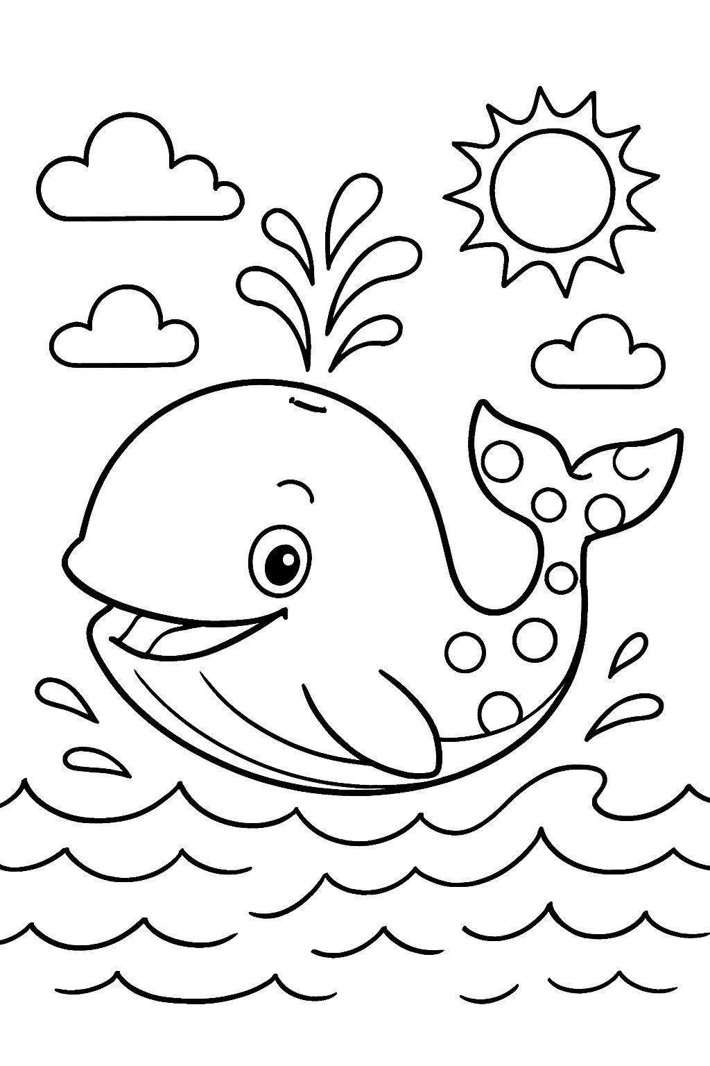 une baleine avec une queue à pois