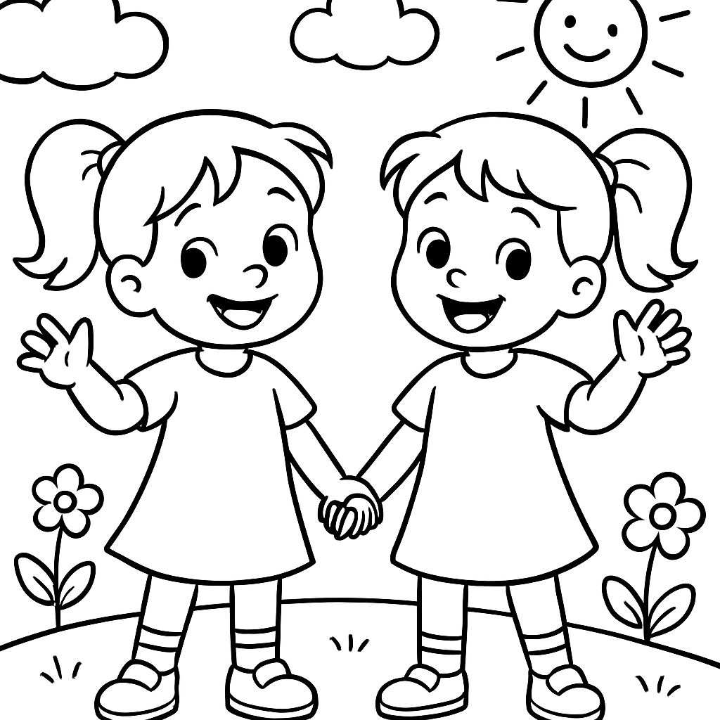 Gêmeas para colorir na educação infantil Gêmeas para colorir na educação infantil