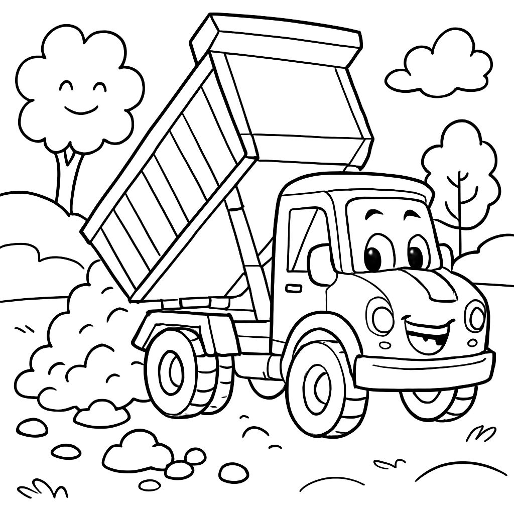 Camion benne déversant de la terre Camion benne déversant de la terre