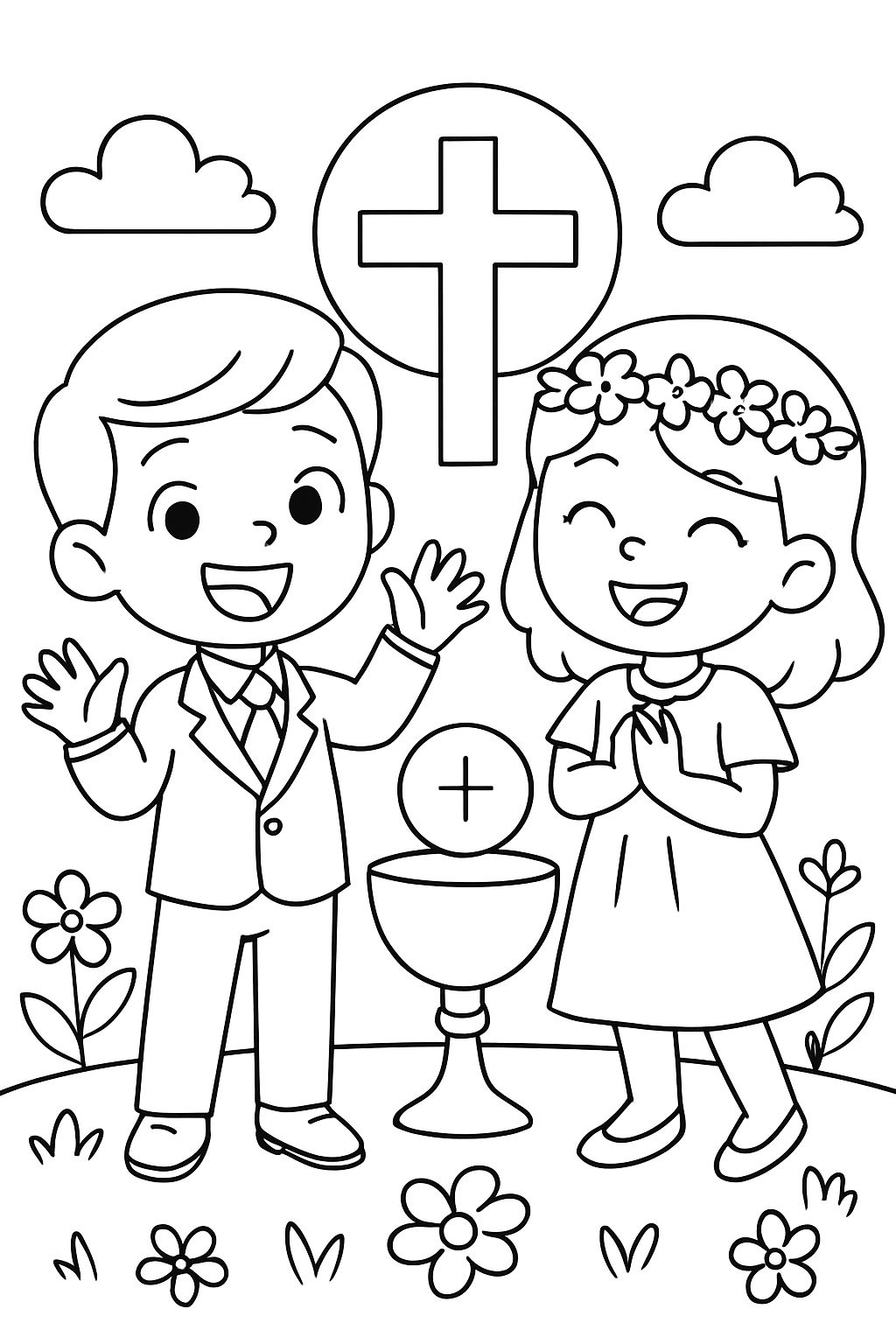 comunhão sagrada menino menina