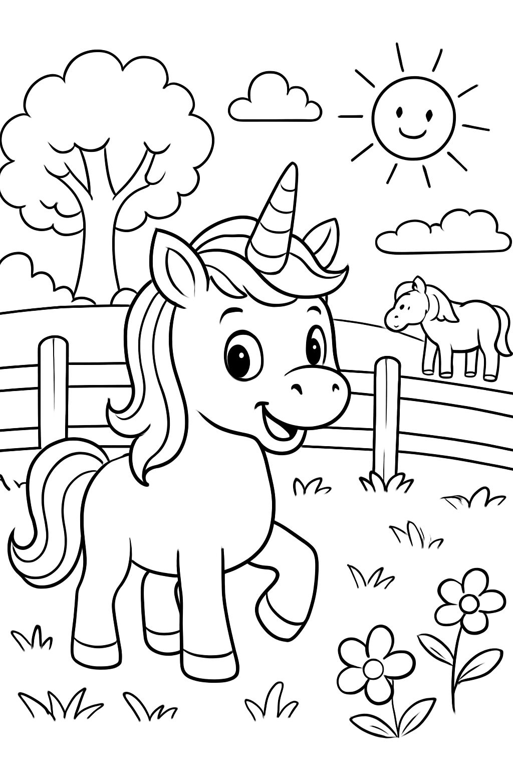 Une licorne dans un pâturage