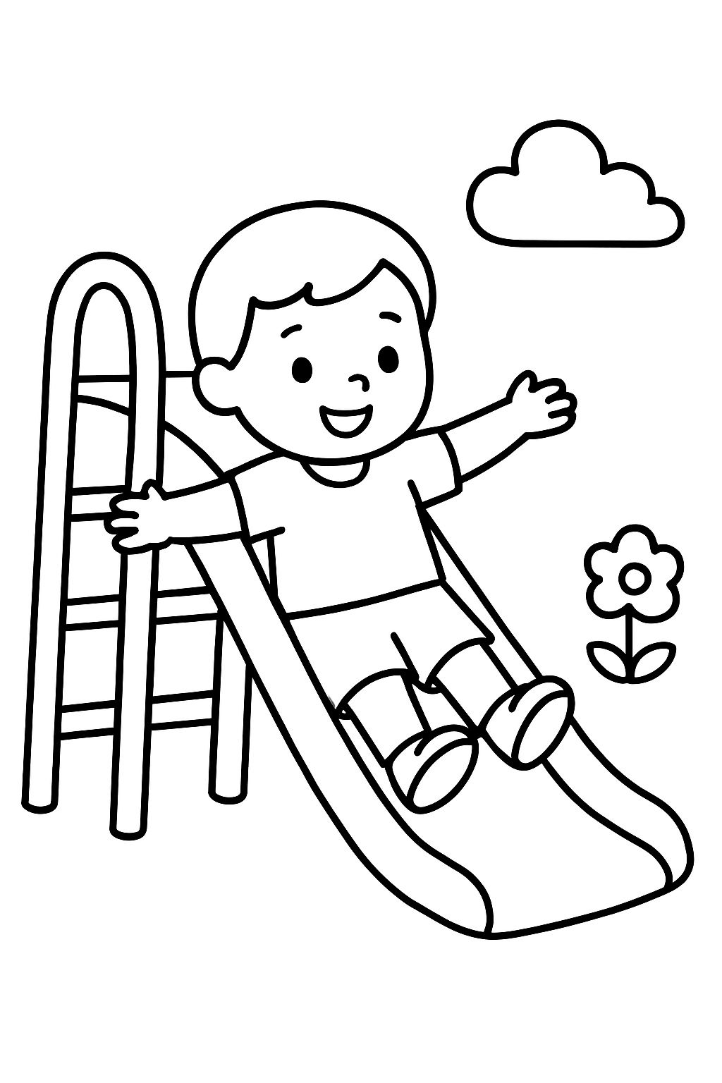 niño pequeño en el tobogán