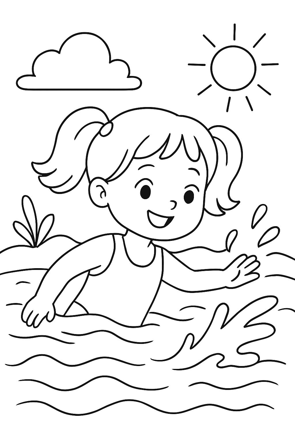 A red-haired girl swimming