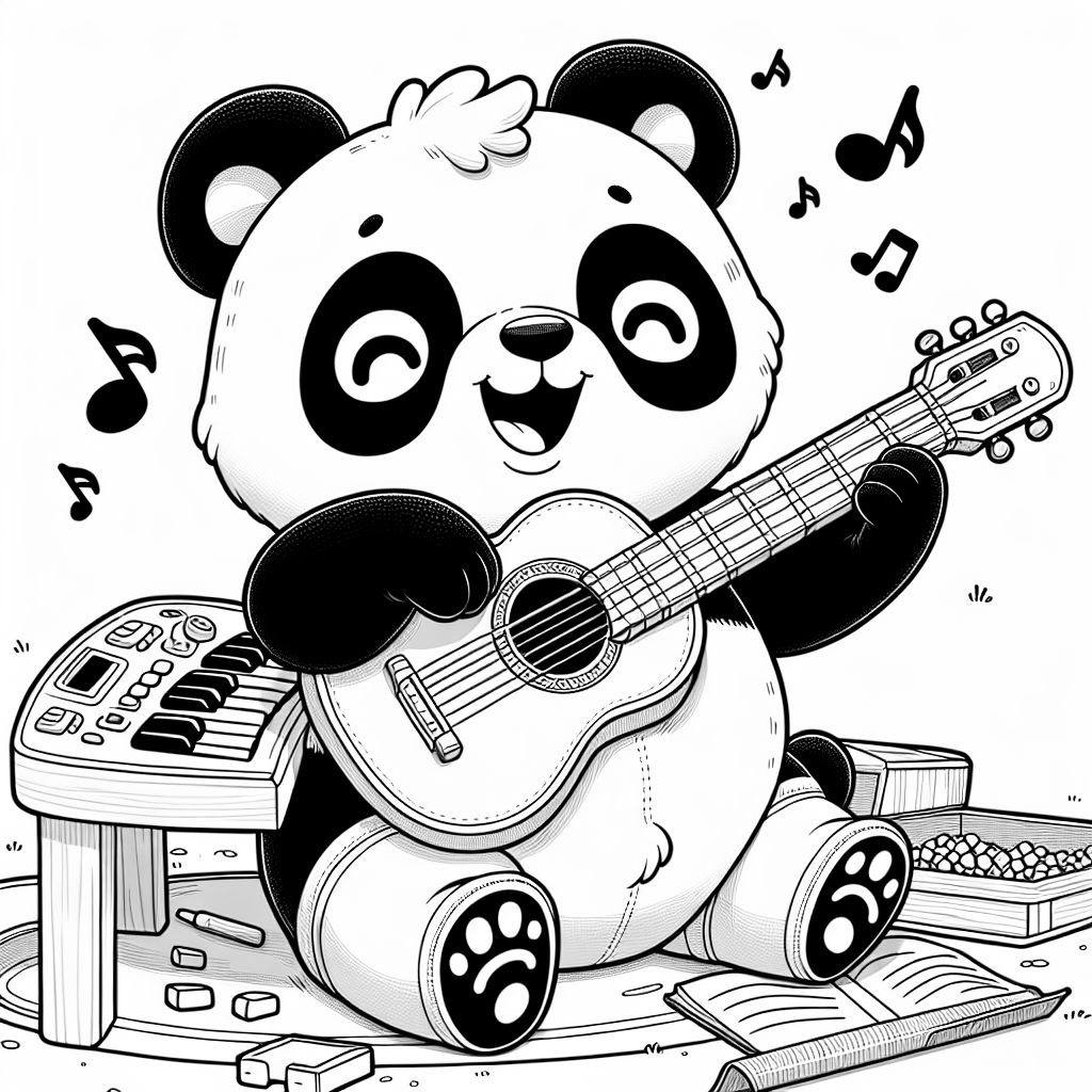 Panda jouant de la guitare clavier Panda jouant de la guitare clavier