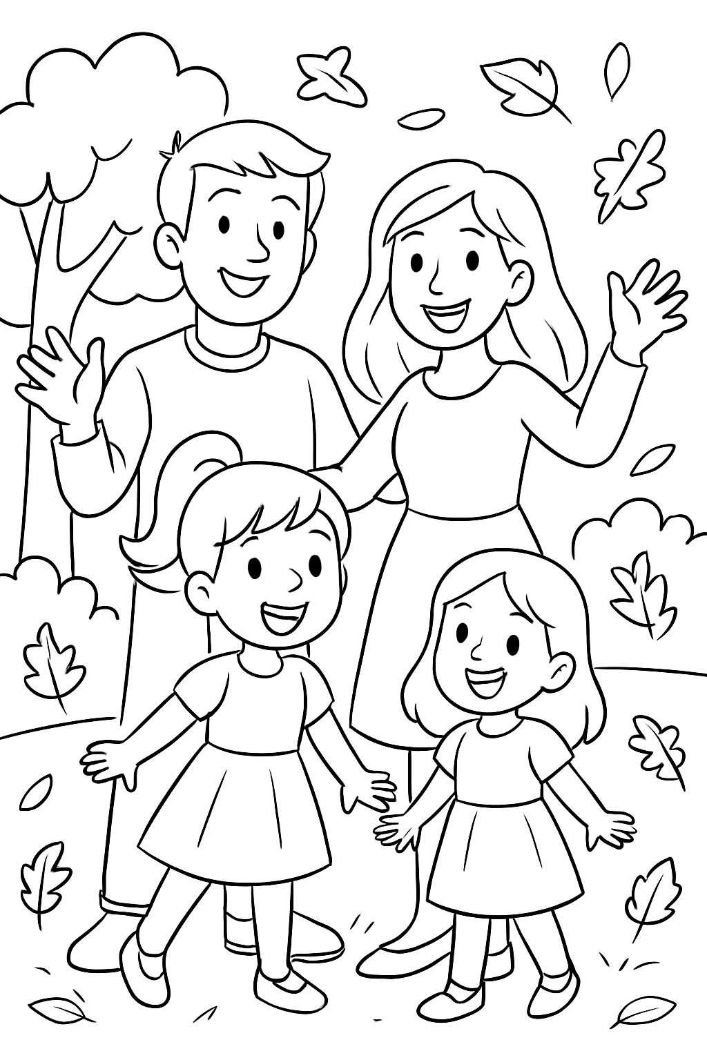 Familienfoto im Herbst mit einem Papa, einer Mama im Kleid, einem 6-jährigen Mädchen mit einem Pferdeschwanz und einem Kleid sowie einem 3-jährigen Mädchen mit offenen Haaren und in einem Kleid. Familienfoto im Herbst mit einem Papa, einer Mama im Kleid, einem 6-jährigen Mädchen mit einem Pferdeschwanz und einem Kleid sowie einem 3-jährigen Mädchen mit offenen Haaren und in einem Kleid.