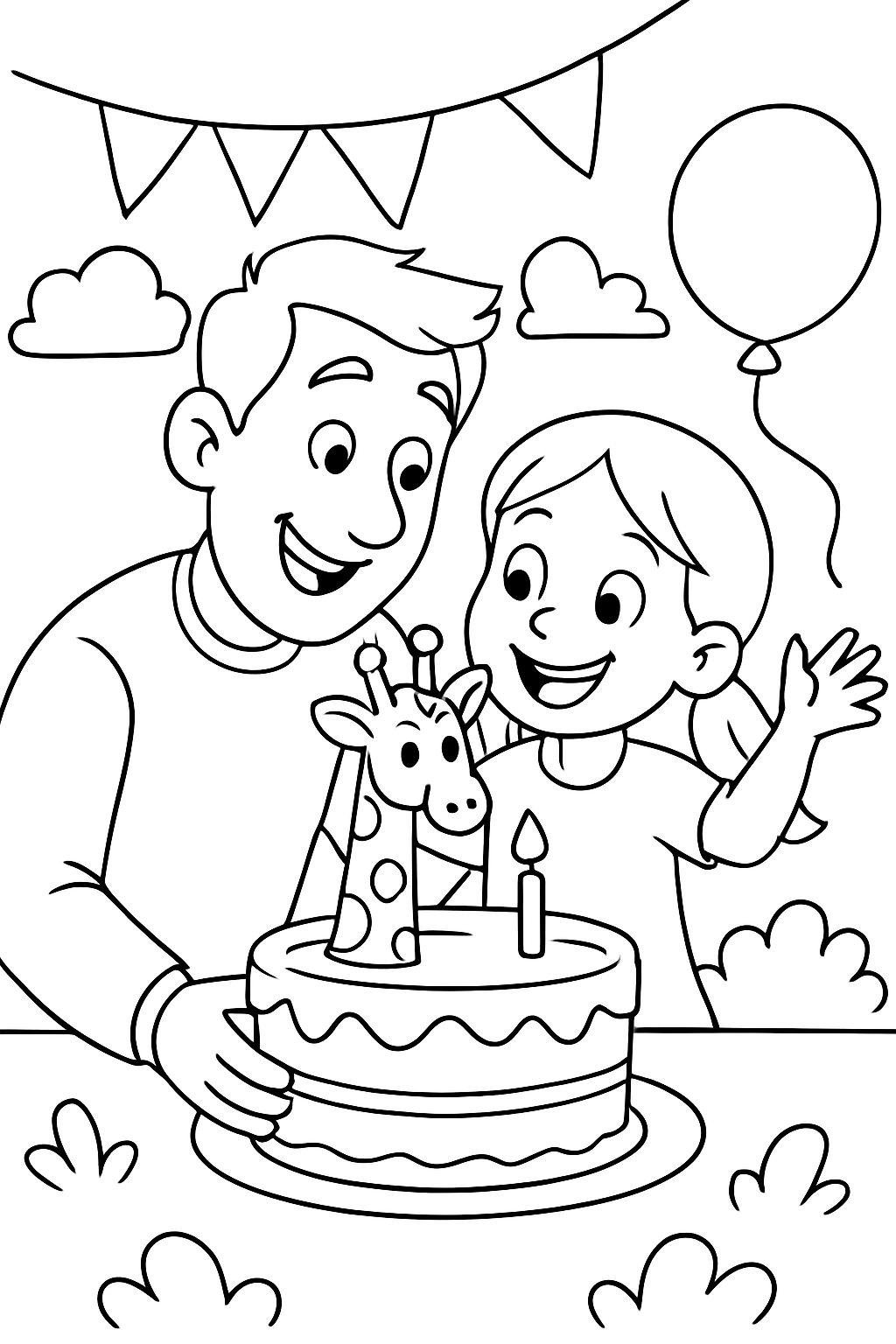 gâteau girafe anniversaire père et fille