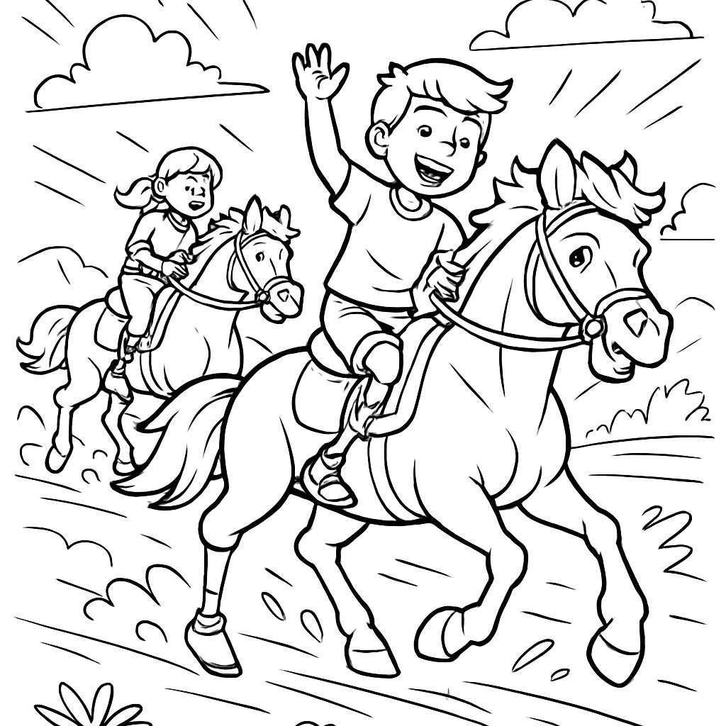 Enfants portant des jambes prothétiques montent des chevaux. Enfants portant des jambes prothétiques montent des chevaux.