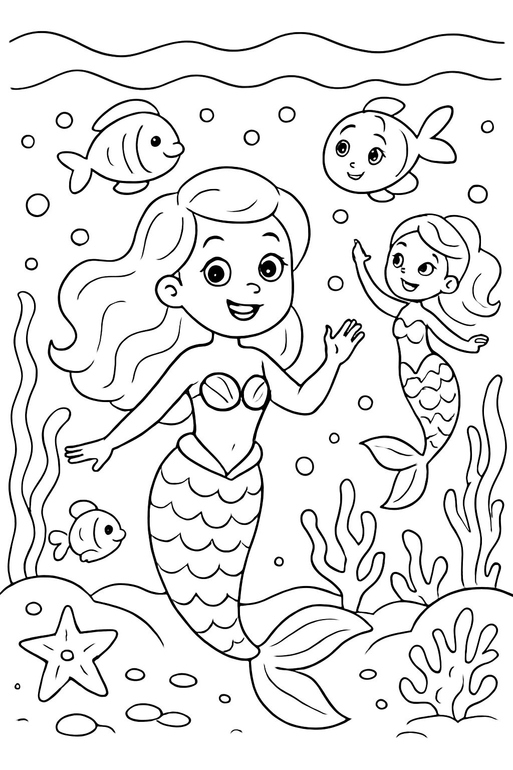 create me pictures with mermaids. they should be in the sea