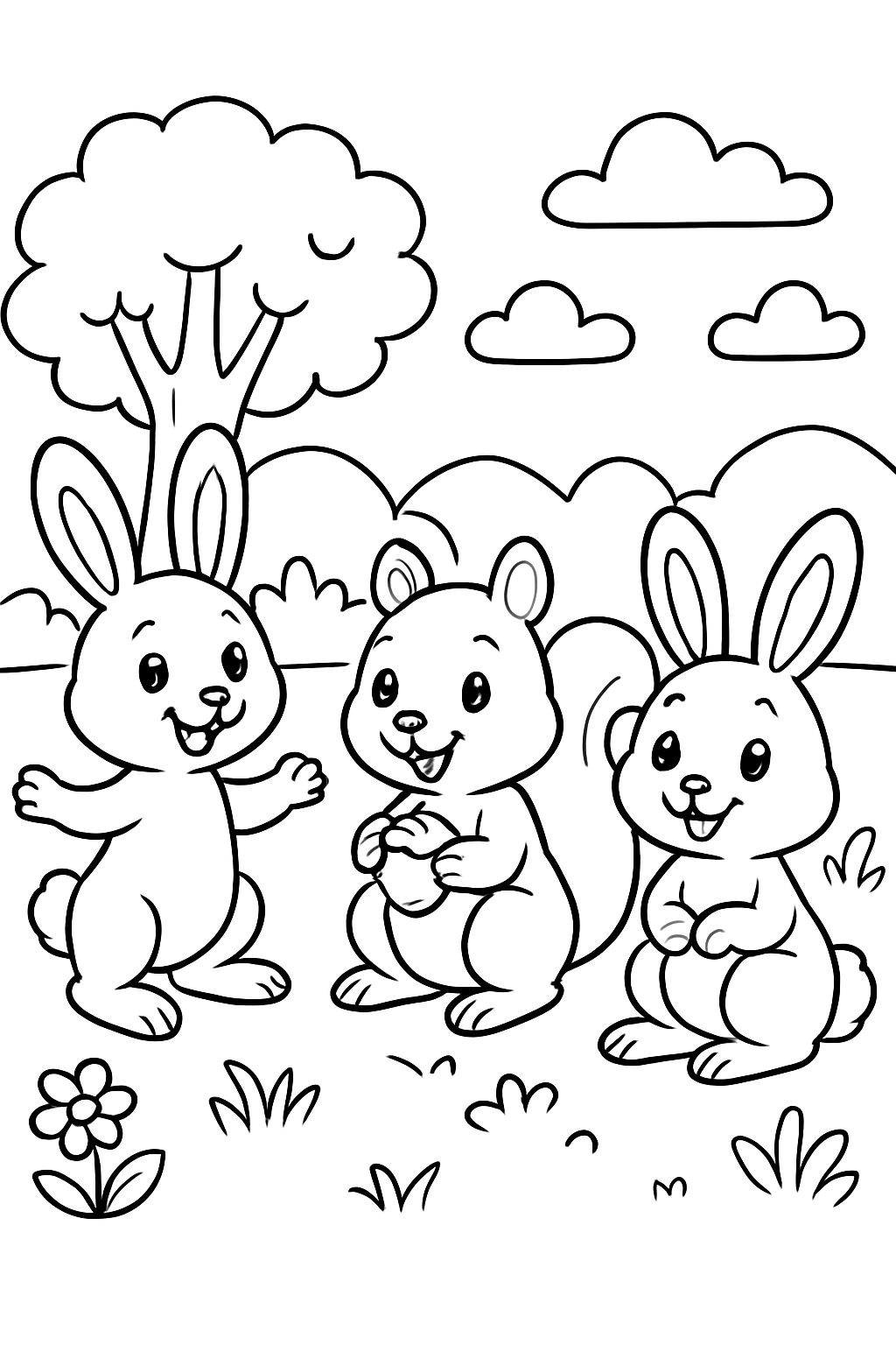 Un lapin, un écureuil et un bunny