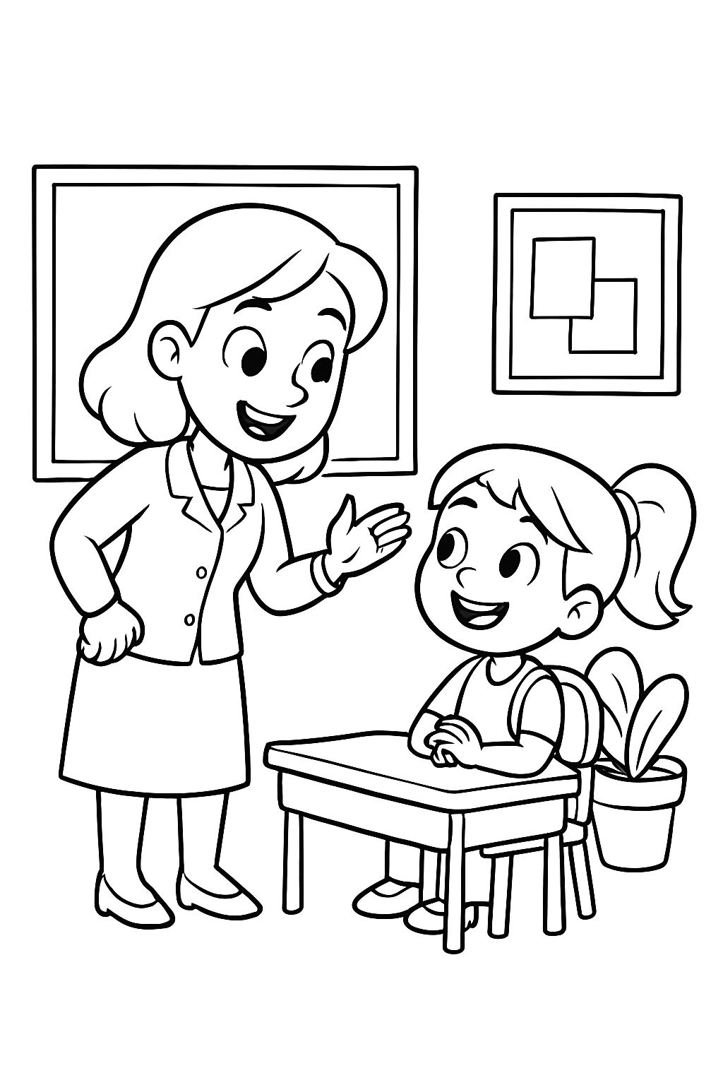 Professor conversando com aluna.