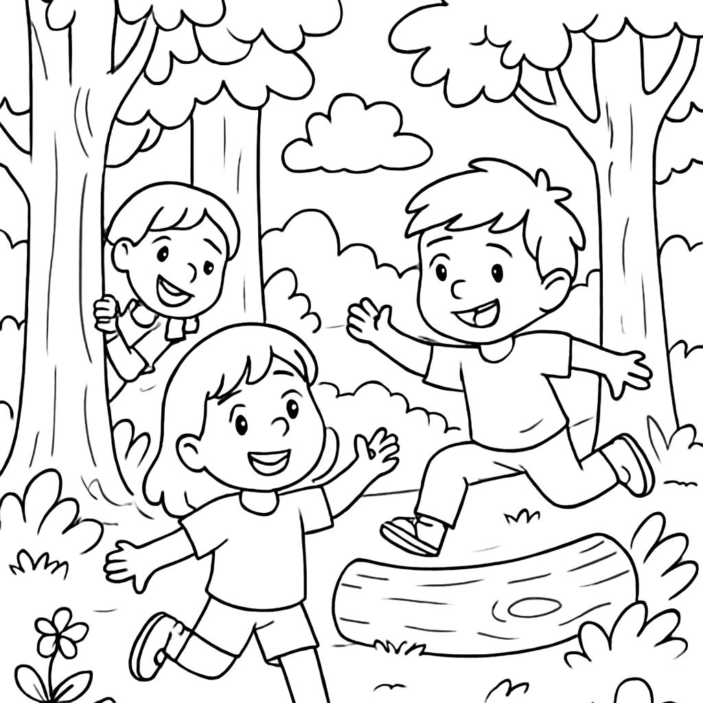 Kinder spielen im Wald Kinder spielen im Wald