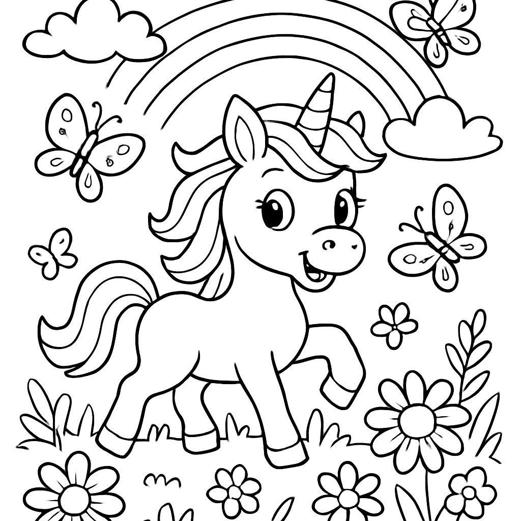 Flowers Butterflies Unicorn Meadow Rainbow Flowers Butterflies Unicorn Meadow Rainbow