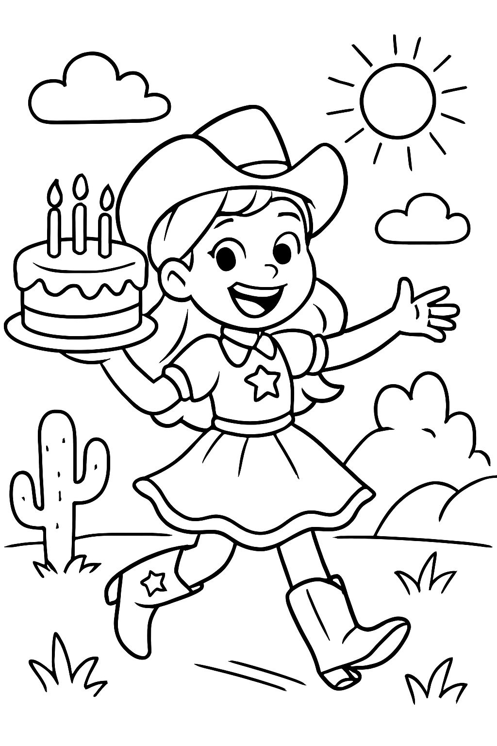 Happy birday Riverlynn cawboy girl dress and cake
