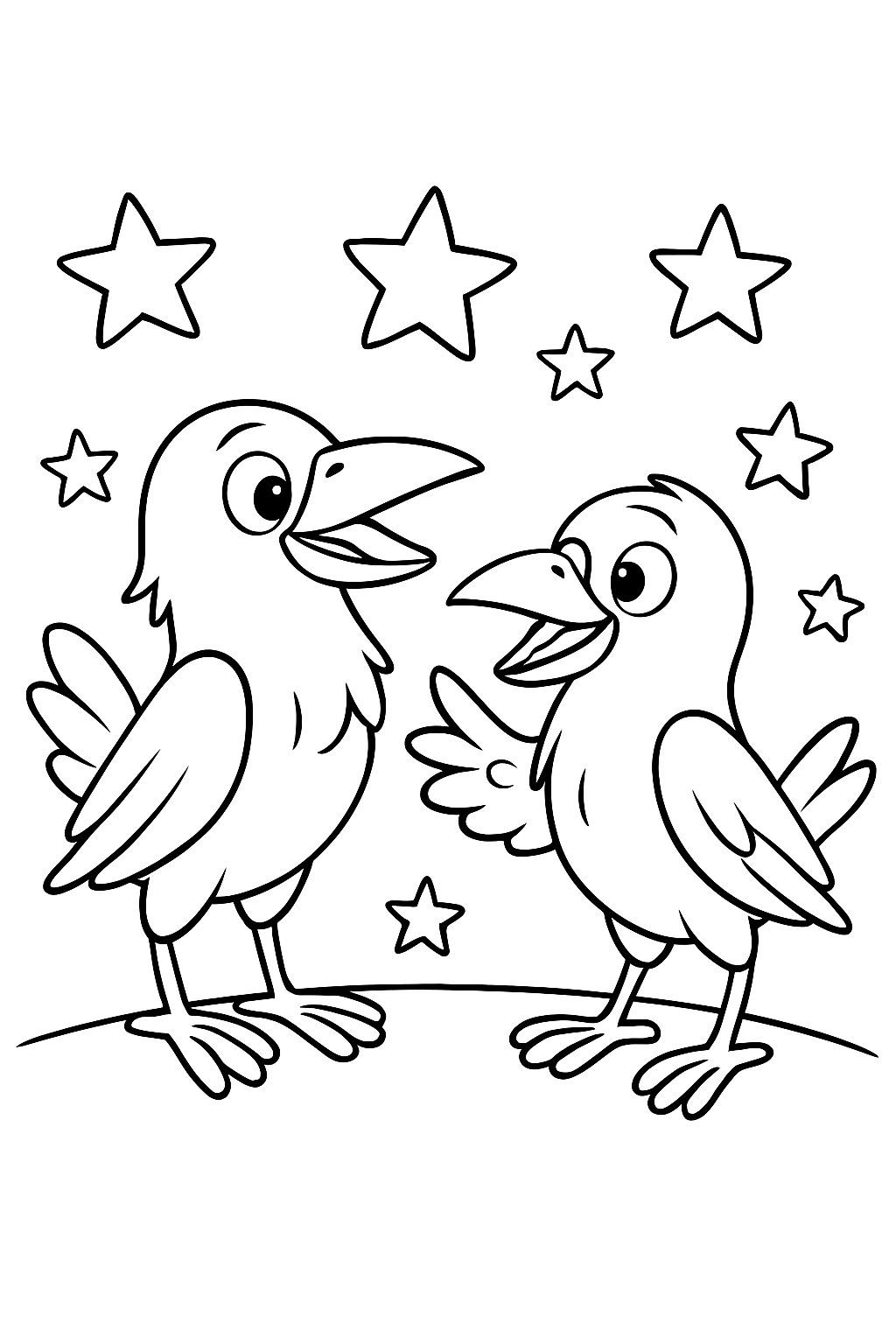 Crow couple with stars