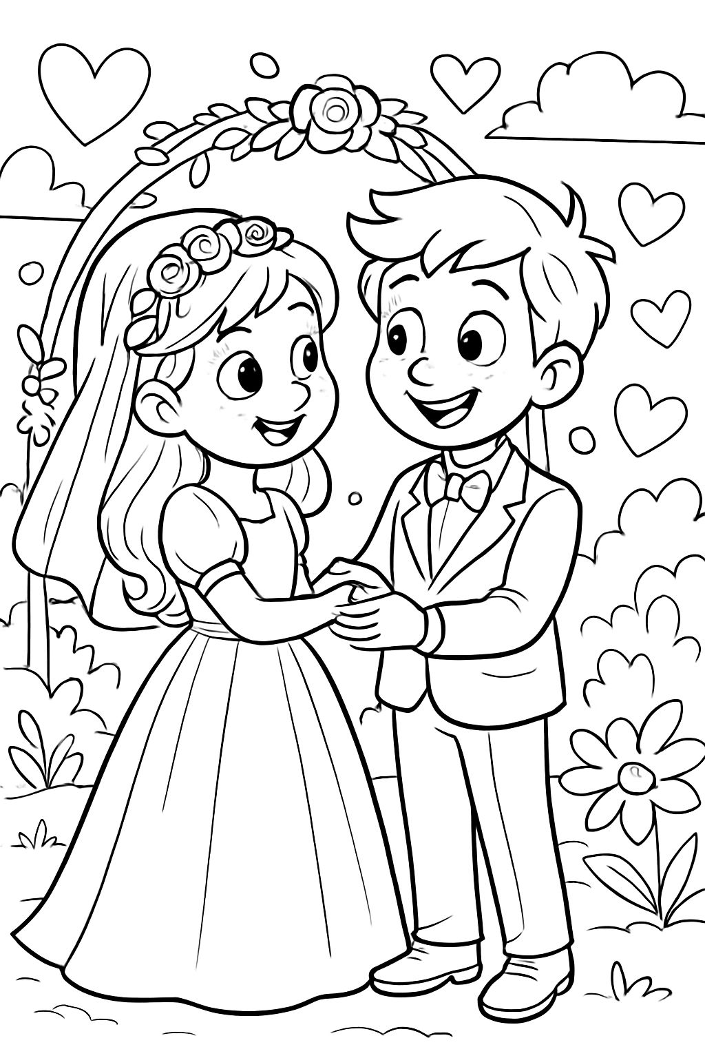 Ein verliebtes Kinder-Hochzeitspaar