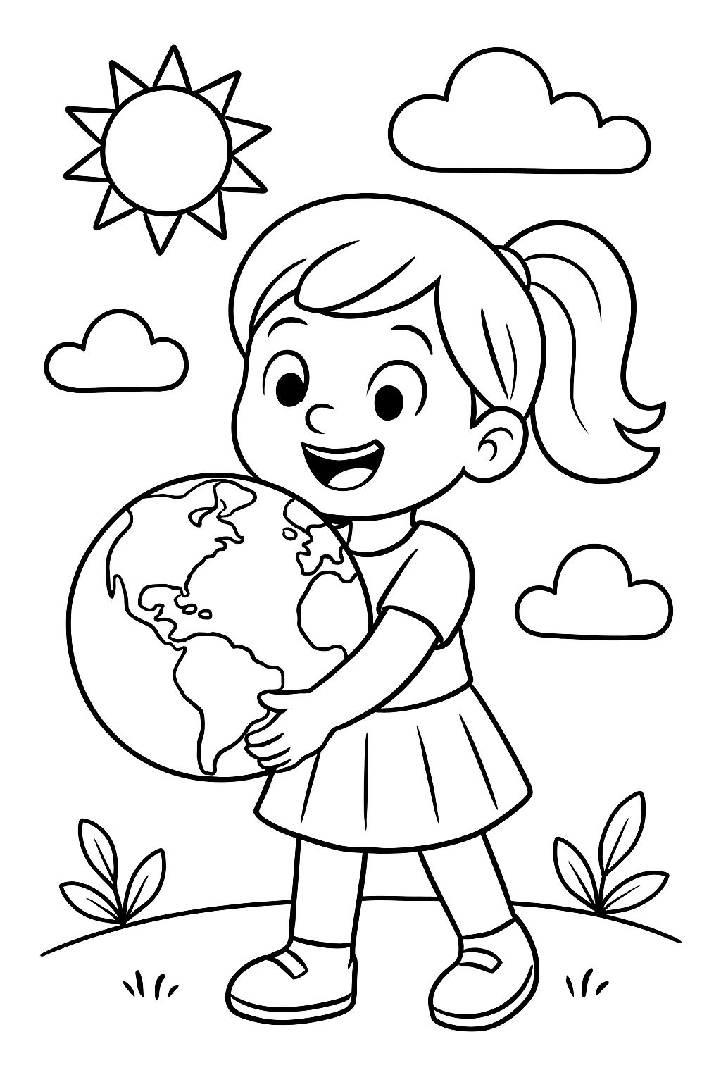 Mädchen hält einen Globus