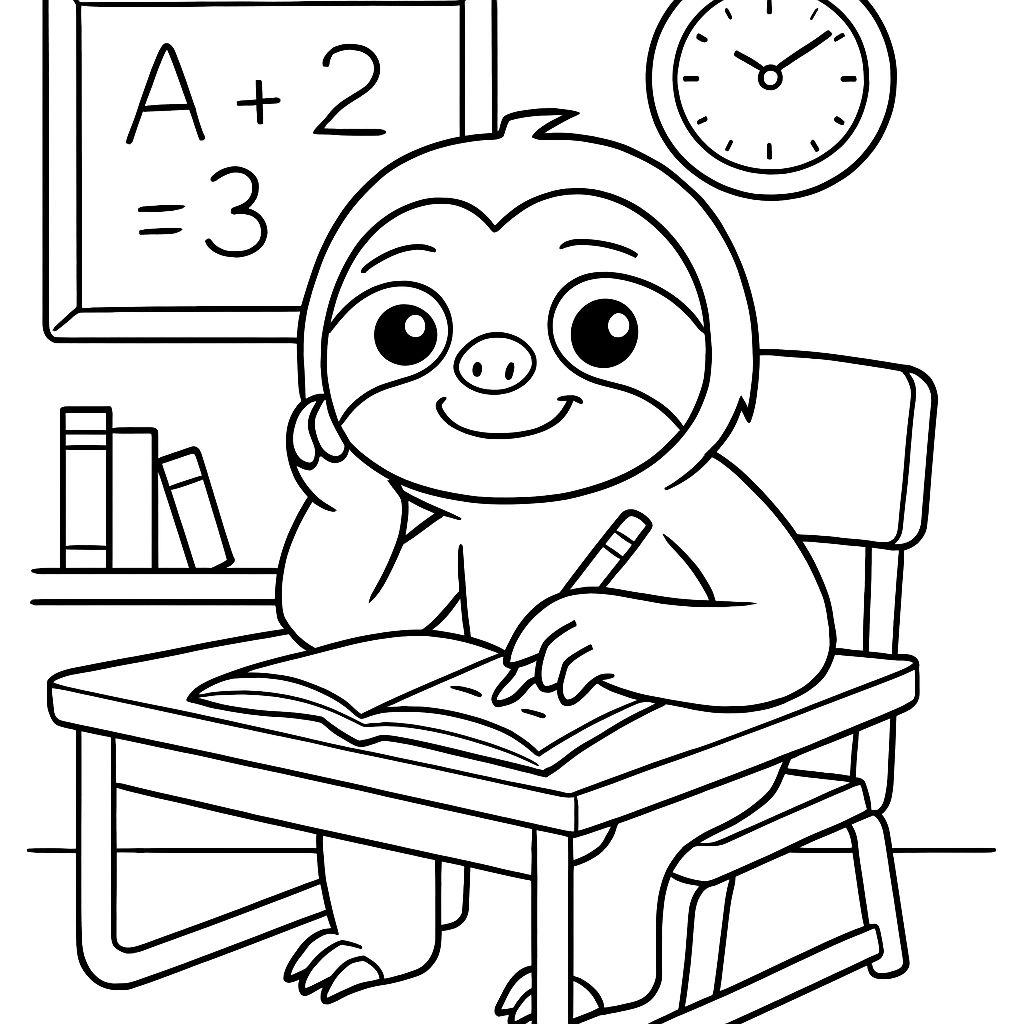 um bicho-preguiça aprendendo na escola um bicho-preguiça aprendendo na escola
