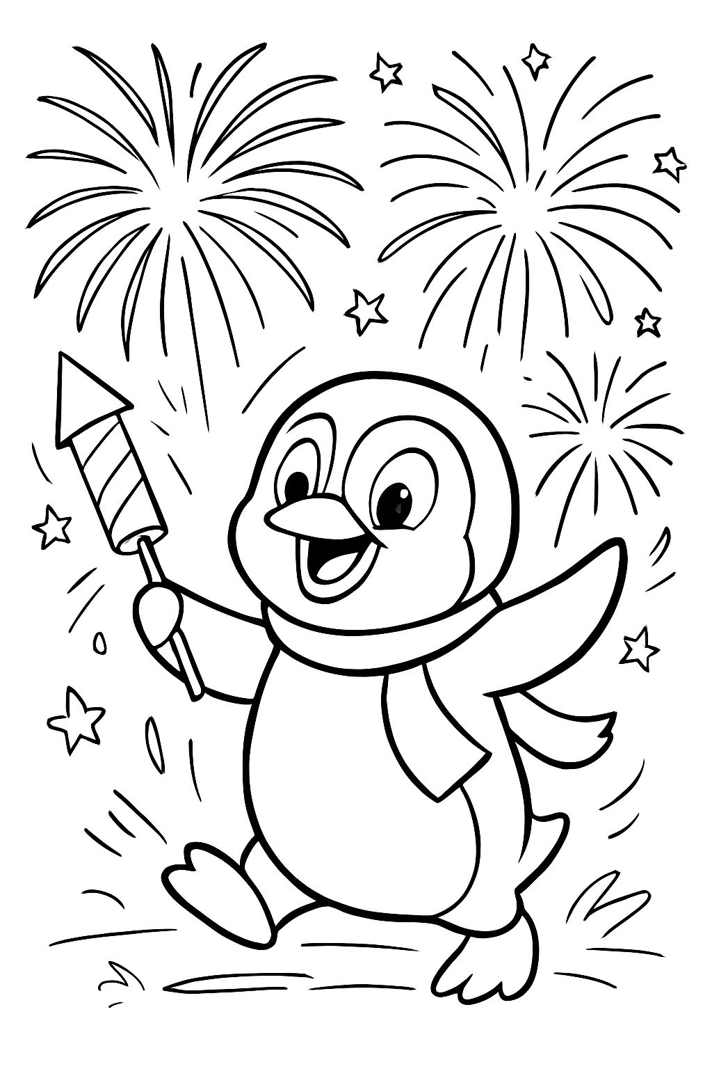 Fireworks with Penguin