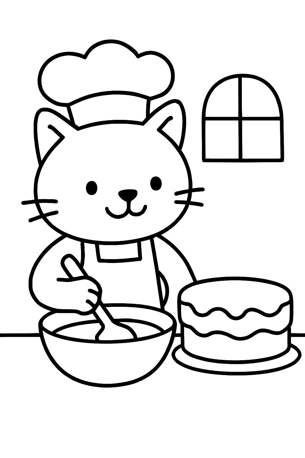um gato assando um bolo