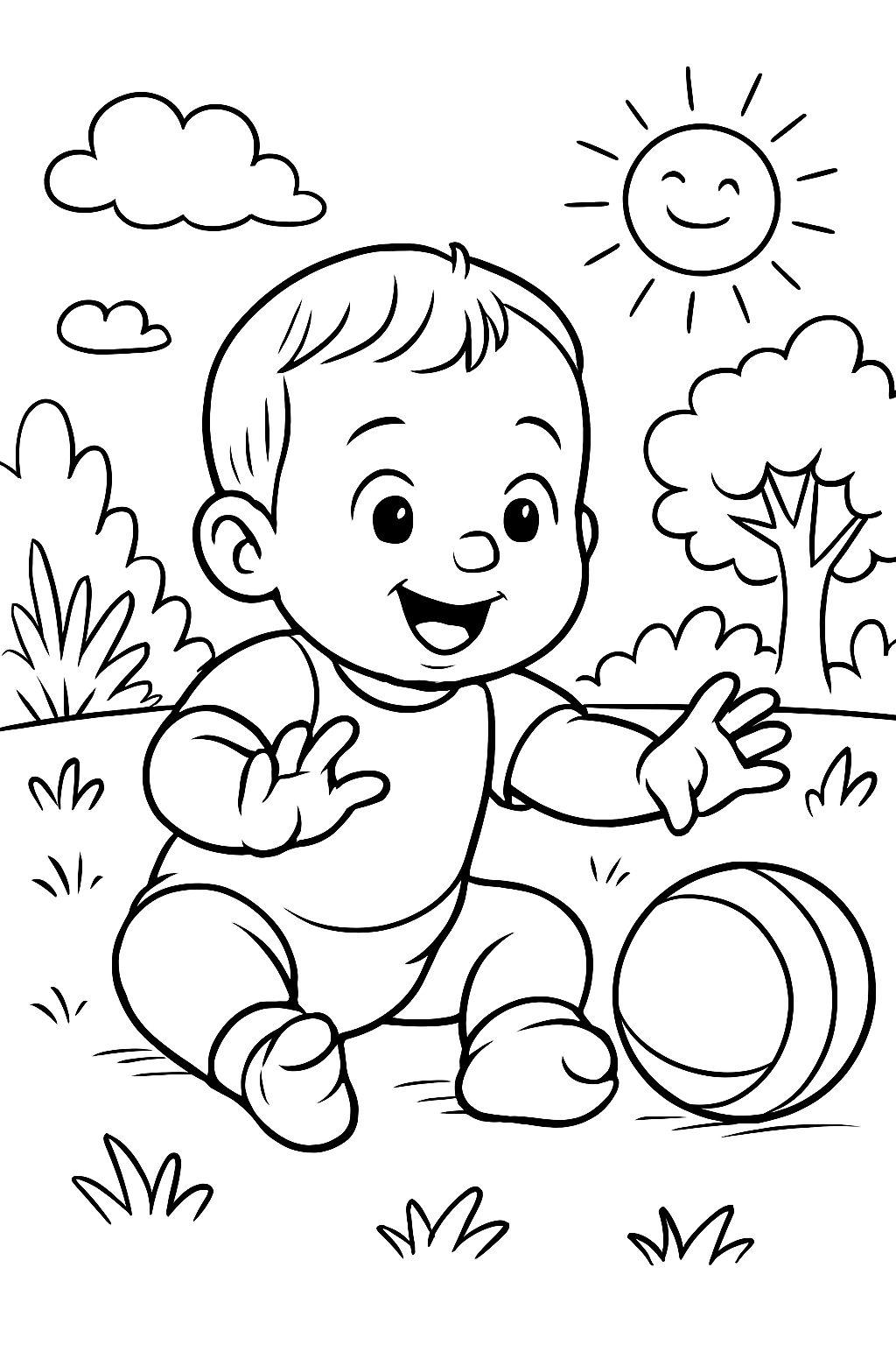 A 1 year old baby boy playing.