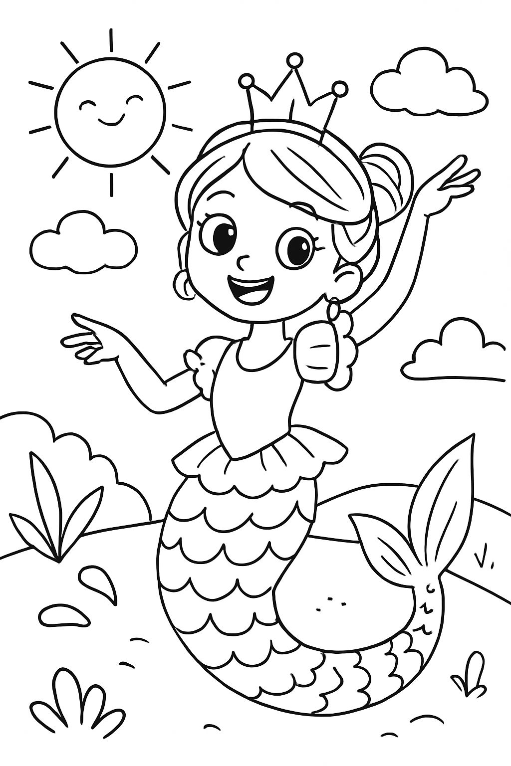 Flamenco dancer with mermaid tail and crown