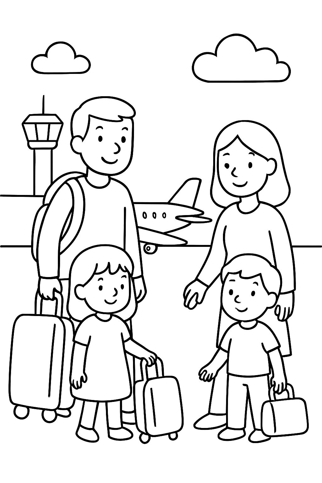 A family at the airport