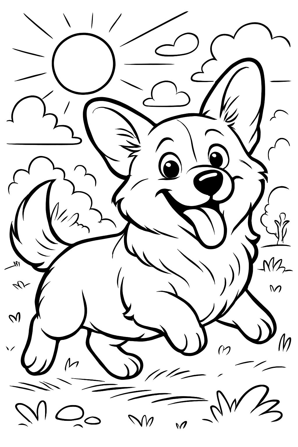 un chien corgi heureux