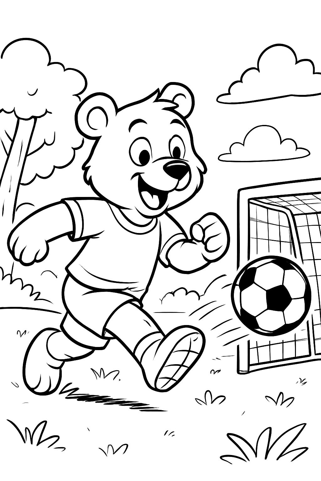 Bear shooting at a small goal