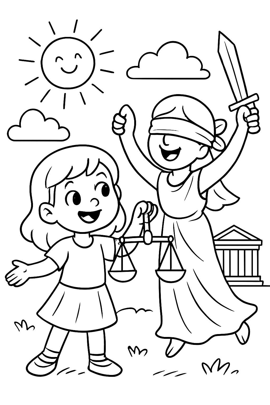 Beispiel für Gerechtigkeit für Kinder zum Ausmalen